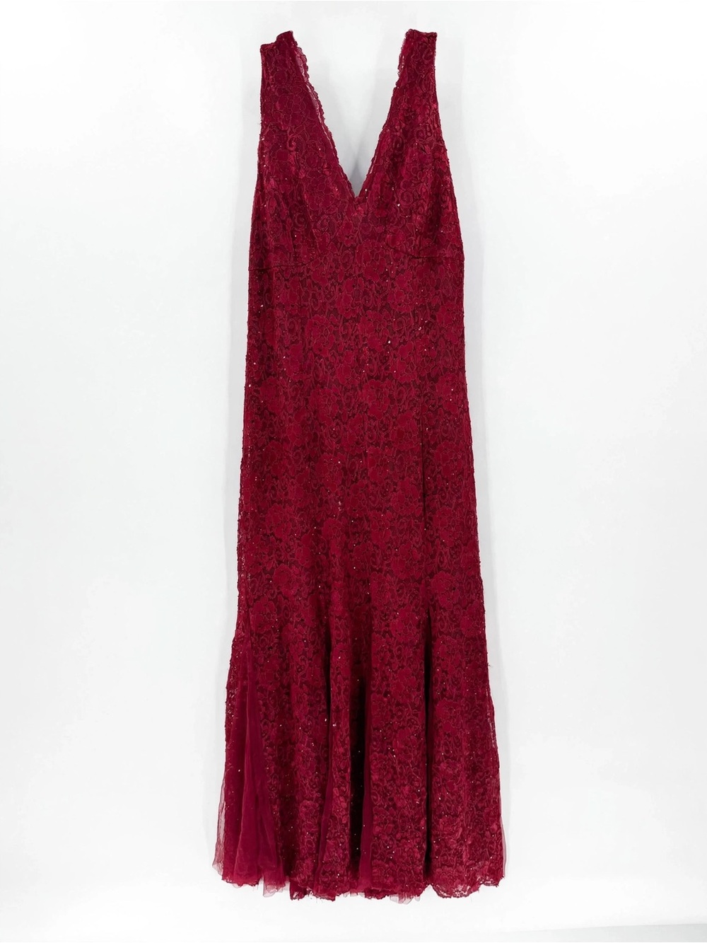 Lovely Grace Wine Lace Sequin Maxi Dress L Prom Formal Wedding Guest